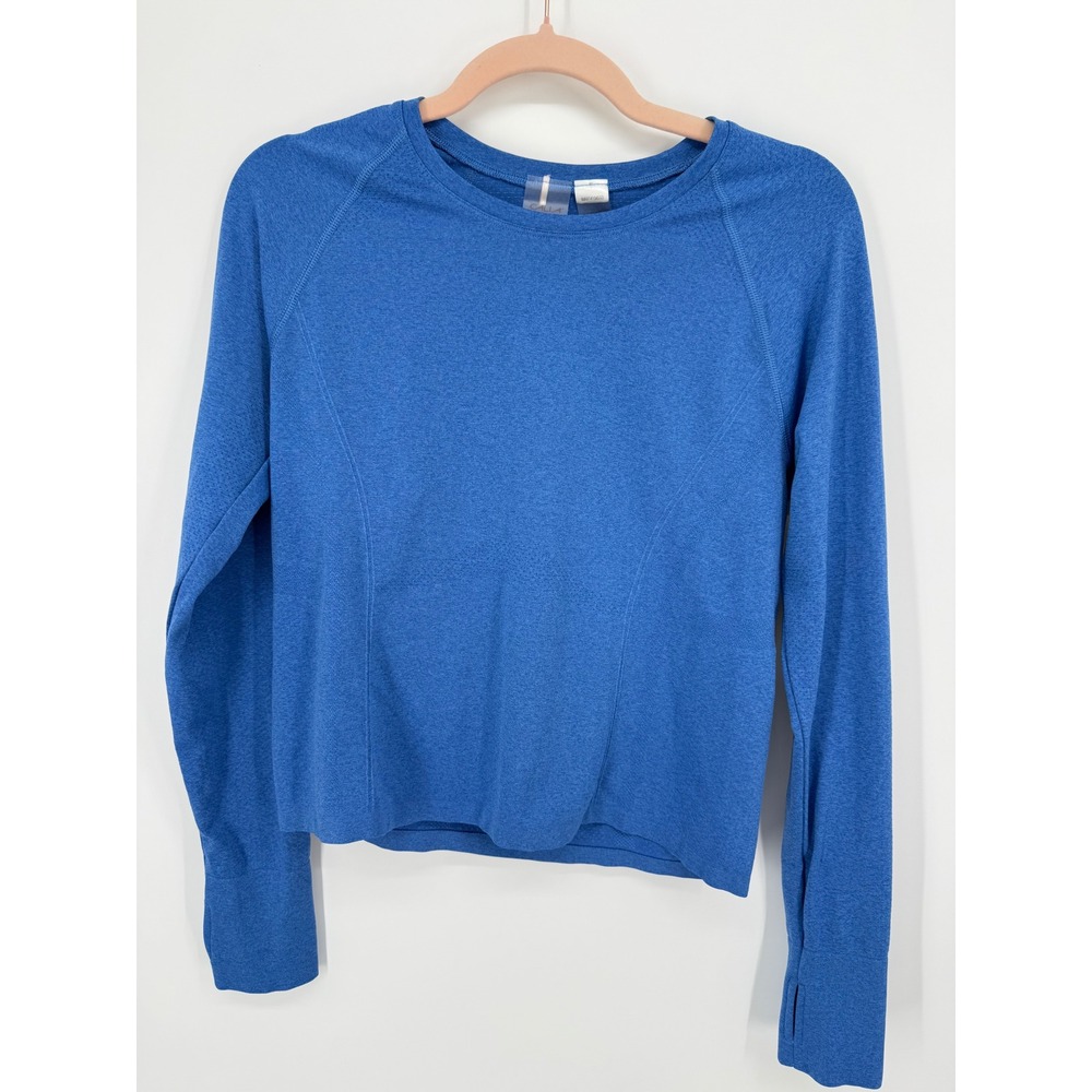 CALIA Long Sleeve Top Women Size L Blue Seamless Thumbhole Athletic Yoga
